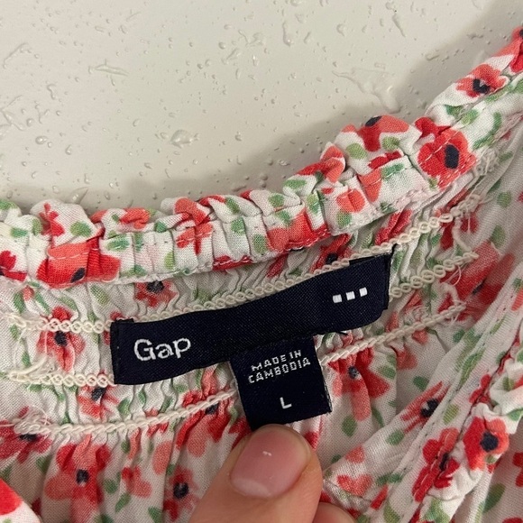 🦋 GAP White Pink Floral Tank Top Blouse Summer Spring Casual - Picture 2 of 4